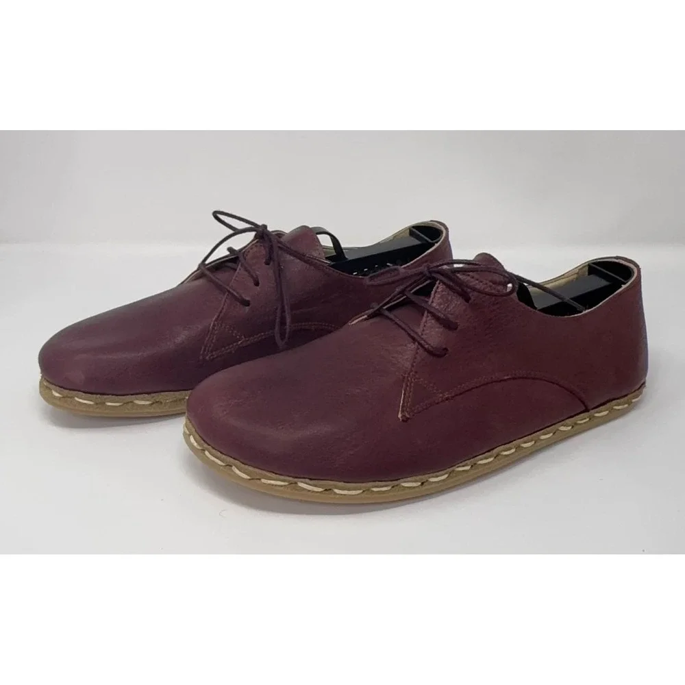 NEW Atlantis Handmade Turkish Shoes Oxford Barefoot Red Women's 8.5 Zero‎ Drop